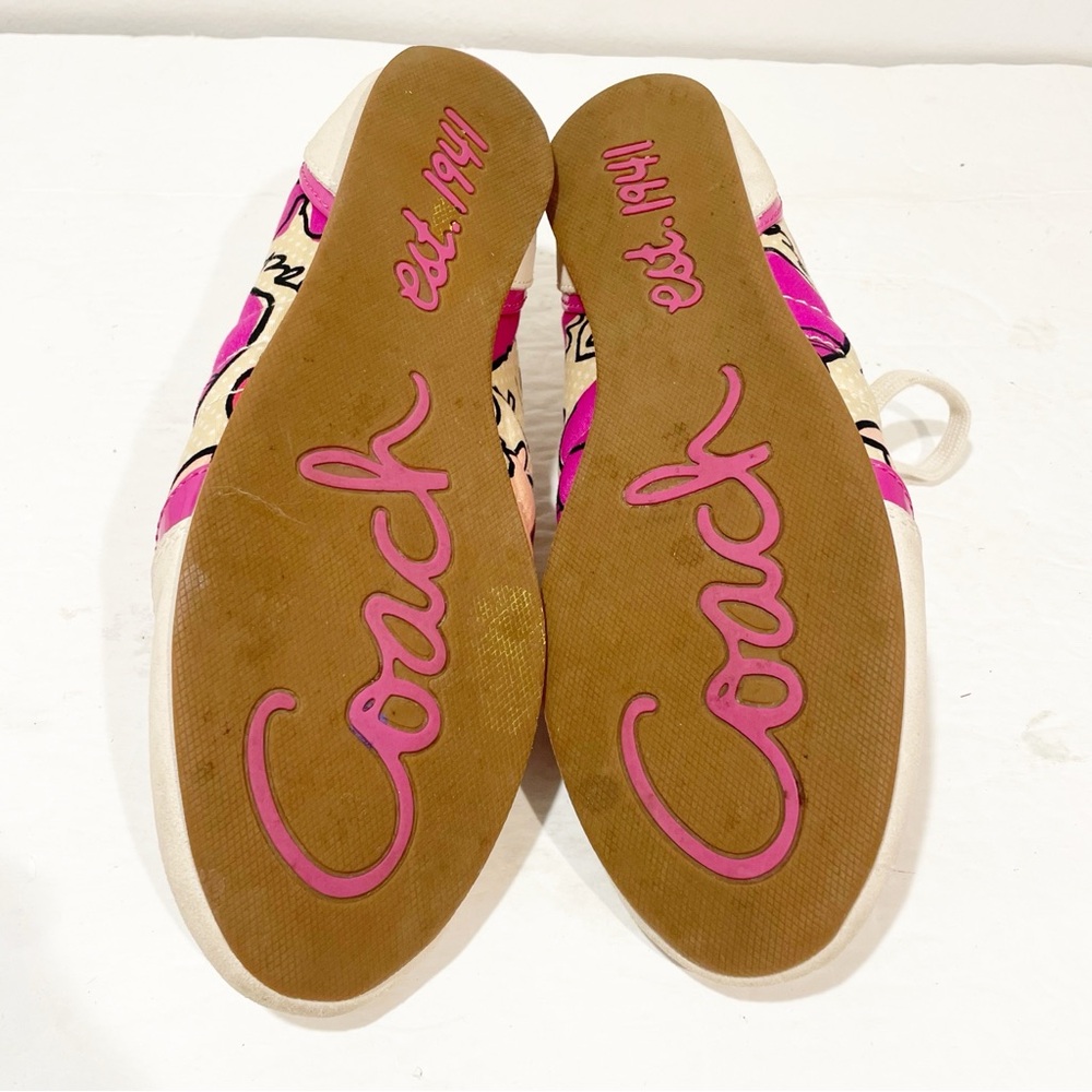 Coach Size 8 Dillon Poppy Leather Suede‎ Multi Color Floral Sneakers - Picture 7 of 7